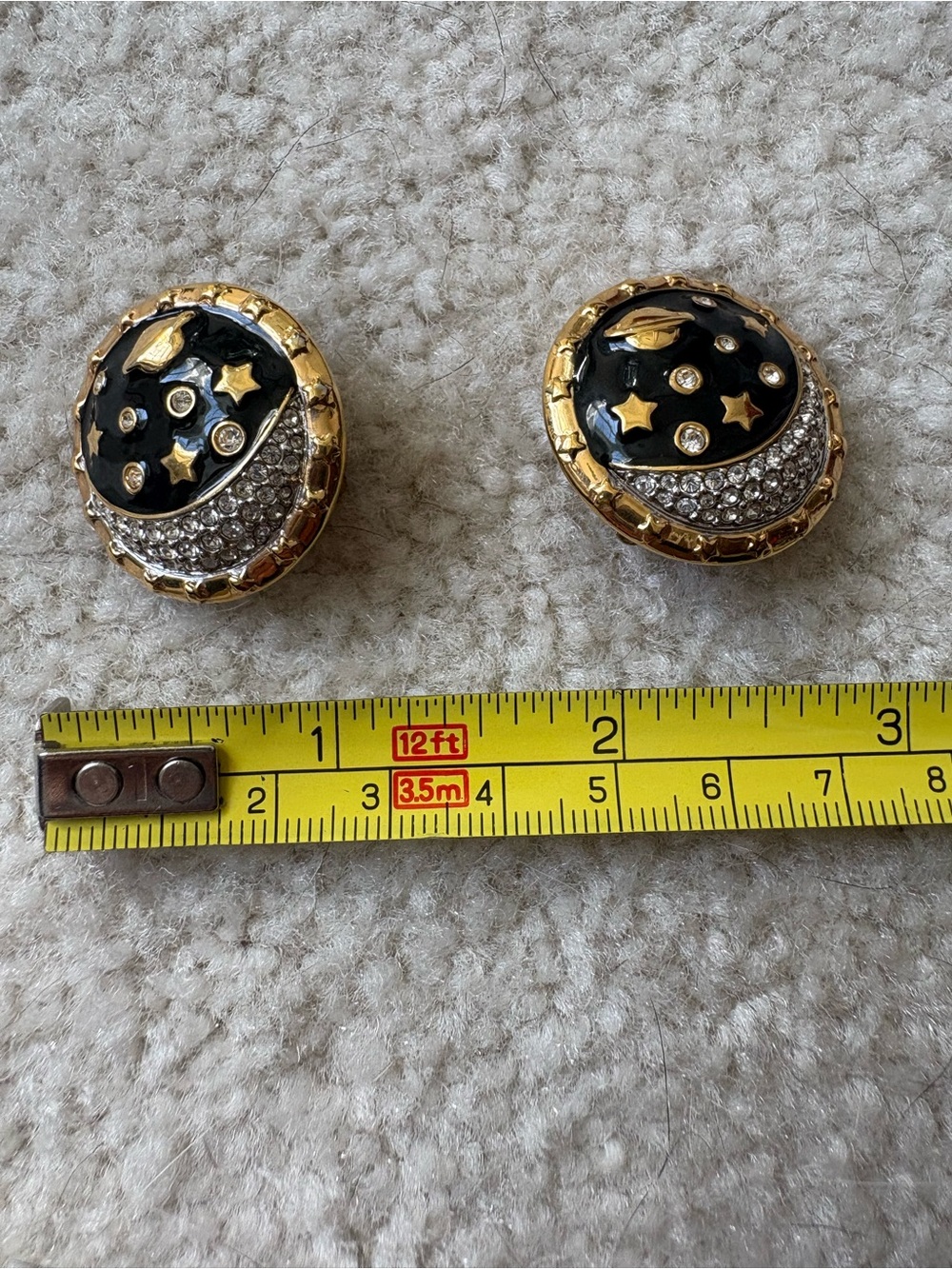Swarovski Gold & Black Star Crystal Clip-On Earrings